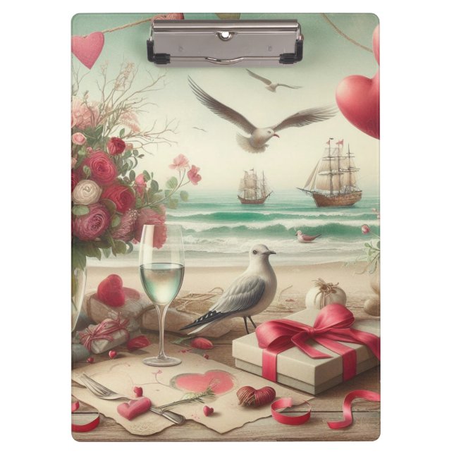 Coastal/Nautical Valentine's day  Clipboard (Front)