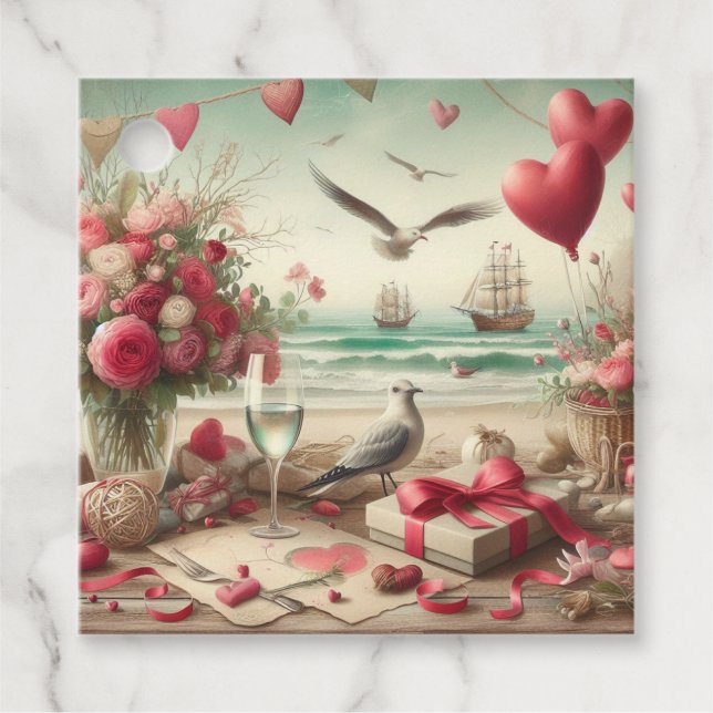 Coastal/Nautical Valentine's day  Favour Tags (Front)