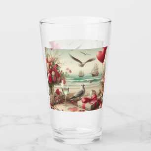 Coastal/Nautical Valentine's day Glass