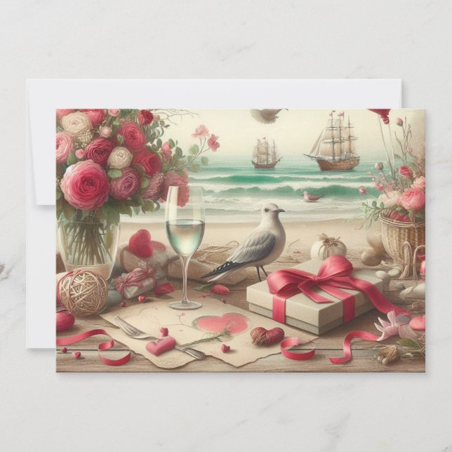 Coastal/Nautical Valentine's day  Holiday Card (Front)