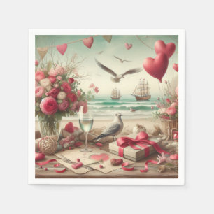 Coastal/Nautical Valentine's day Napkin