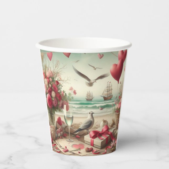 Coastal/Nautical Valentine's day  Paper Cups (Front)