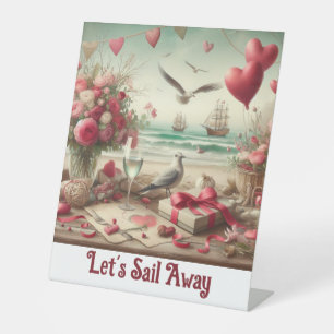 Coastal/Nautical Valentine's day Pedestal Sign