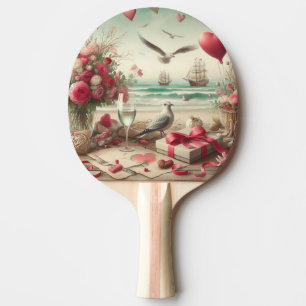 Coastal/Nautical Valentine's day Ping Pong Paddle