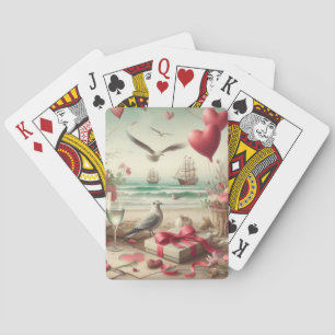 Coastal/Nautical Valentine's day Playing Cards
