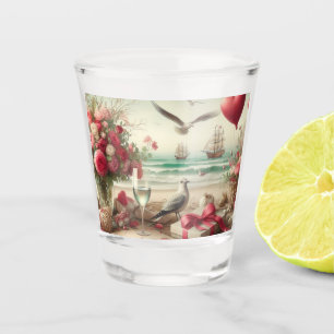 Coastal/Nautical Valentine's day  Shot Glass