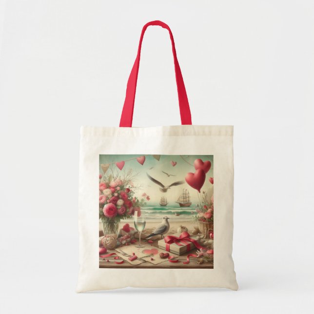Coastal/Nautical Valentine's day  Tote Bag (Front)