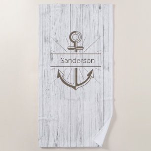Coastal Nautical Weathered Summer Beach Wood  Beac Beach Towel