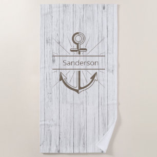 Coastal Nautical Weathered Summer Beach Wood  Beac Towel