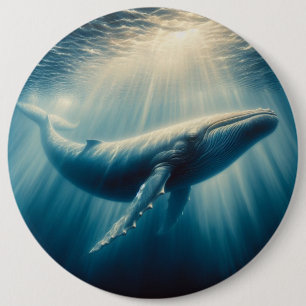 coastal/nautical whale 6 inch round button