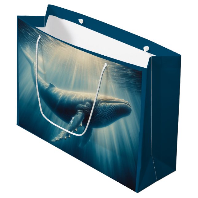 coastal/nautical whale  large gift bag (Front Angled)
