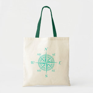 Coastal Nautical White Compass Rose Tote Bag