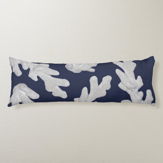 Coastal Nautical White Coral Body Pillow (Front)