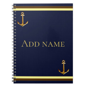 Coastal Navy Blue Personalized Back to School Name Notebook