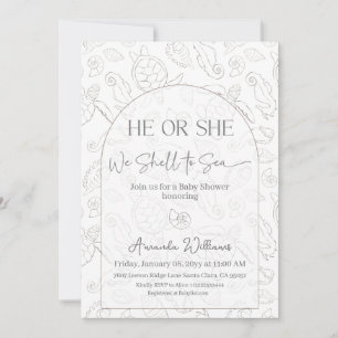 Coastal Neutral Sea You Soon Gender Reveal Invitation