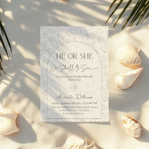 Coastal Neutral Sea You Soon Gender Reveal Invitation