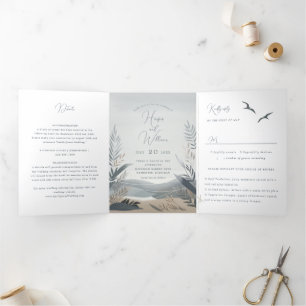 coastal new england beach Tri-Fold Wedding