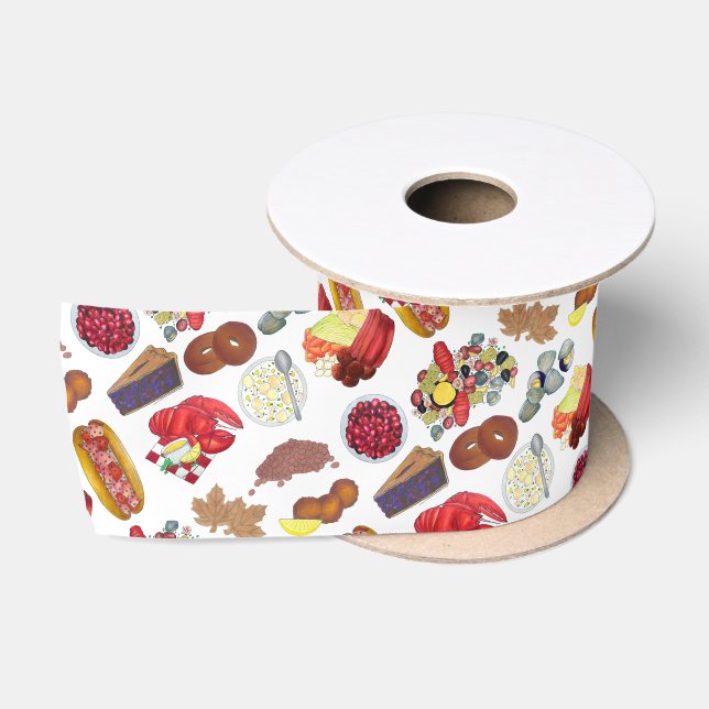 Coastal New England Foods Northeast America USA Satin Ribbon (Spool)