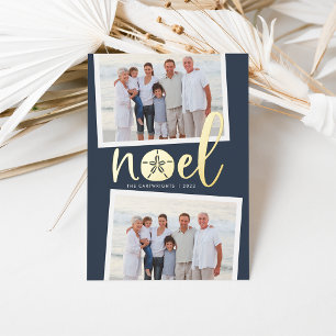 Coastal Noel 2 Photo Christmas Foil Holiday Card