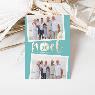 Coastal Noel   2 Photo Christmas Foil Holiday Card