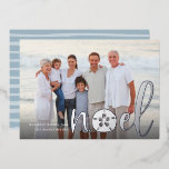 Coastal Noel | Christmas Photo Foil Holiday Card<br><div class="desc">Chic coastal style holiday card adds beachy flair to your Christmas greetings. Perfect for sharing a vacation photo, or for families who live in coastal, tropical, warm weather or island locales, this elegant design features your favourite horizontal or landscape oriented photo with "noel" overlaid in gold foil lettering and a...</div>