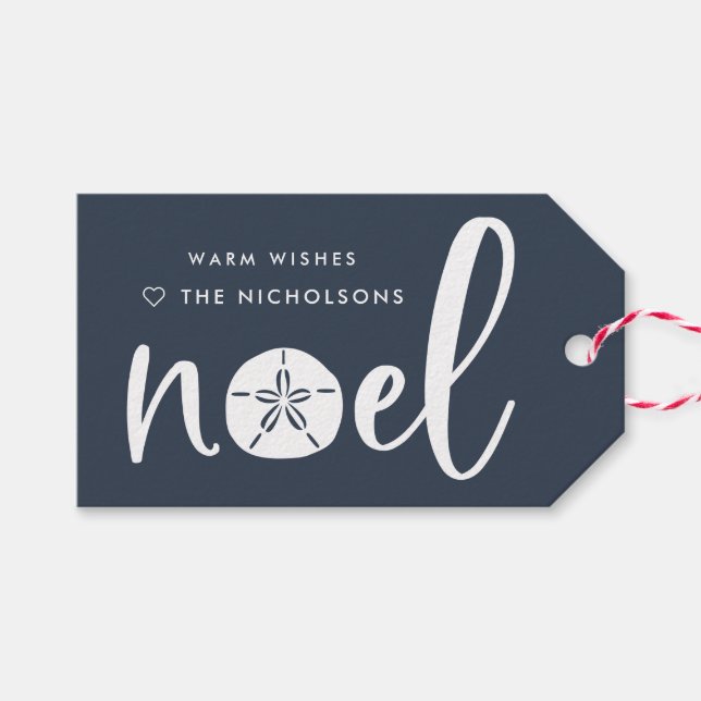 Coastal Noel Holiday Gift Tags (Front (Horizontal))