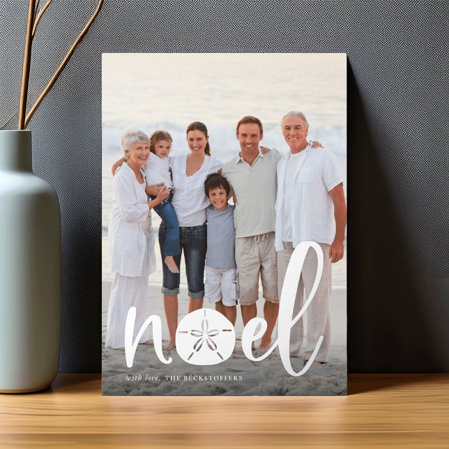Coastal Noel | Vertical Christmas Photo Foil Holiday Card (Creator Uploaded)
