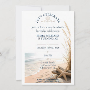 Coastal Ocean Beach Birthday Invitation