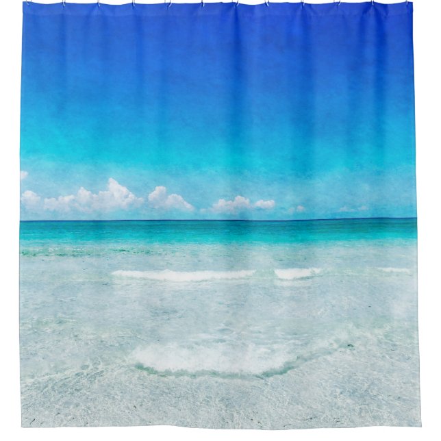 Coastal Ocean Beach in Teal Aqua Turquoise Blue (Front)