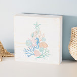 Coastal Ocean Beach Seashell Christmas Tree Wooden Box Sign<br><div class="desc">Who needs snowflakes when you have seashells! Capture a cool nautical casual and coastal vibe this holiday sea-son with our coastal seaside-inspired holiday Christmas collection. We've hand-painted beautiful watercolor ocean seashells in splashes of coastal blue, rosy pink, sandy white, teals, and peach shades to create a calm coastal vibe to...</div>