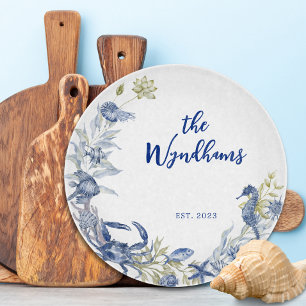Coastal Ocean Marine Life Personalized Est. Date Cutting Board