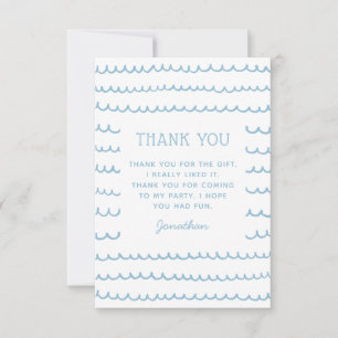 Coastal Ocean Party   Nautical Waves Kids Birthday Thank You Card