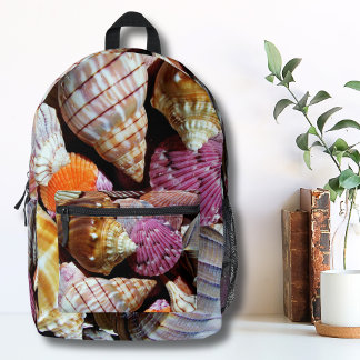 Coastal Ocean Sea Shell Pattern Printed Backpack