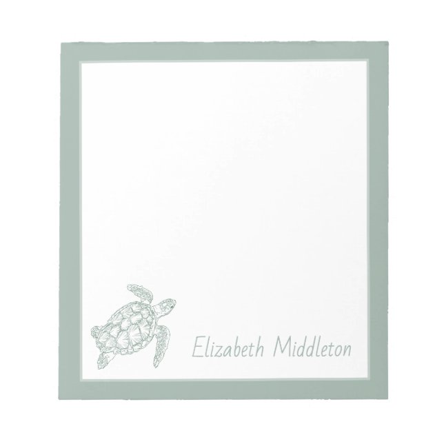 Coastal Ocean Sea Turtle Personalized Notepad (Front)