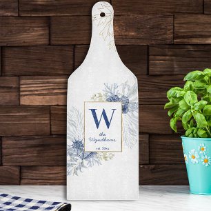 Coastal Ocean Shells Custom Monogram Established Cutting Board