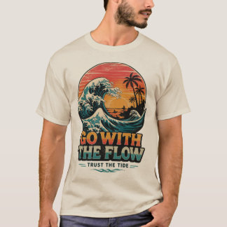 Coastal Ocean Sunset Retro Beach Artwork T-Shirt