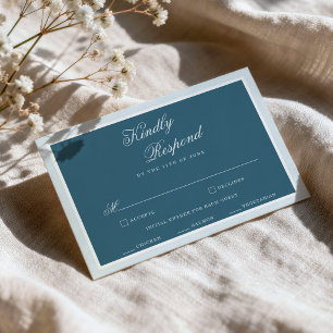 Coastal Old Money Blue Pinstripe Wedding RSVP Card