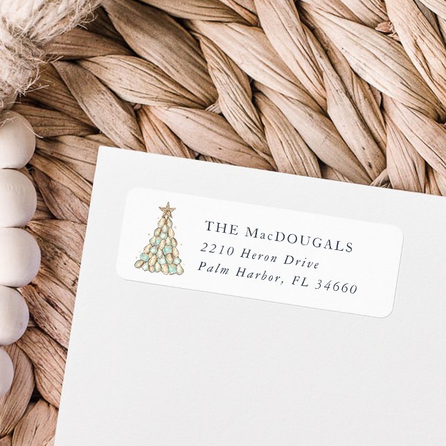 Coastal Oyster Christmas Tree Return Address (Créateur téléchargé)