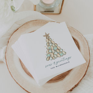 Coastal Oyster Shell Christmas Napkin