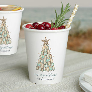 Coastal Oyster Shell Christmas Paper Cups