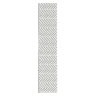 Coastal Painterly Herringbone Pattern in Mist Blue Short Table Runner