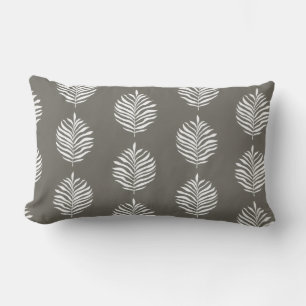 Coastal Palm Leaf Pattern Dusty Olive Lumbar Pillow