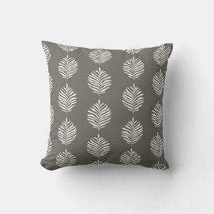 Coastal Palm Leaf Pattern Dusty Olive Throw Pillow