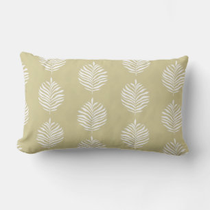 Coastal Palm Leaf Pattern Dusty Yellow  Lumbar Pillow
