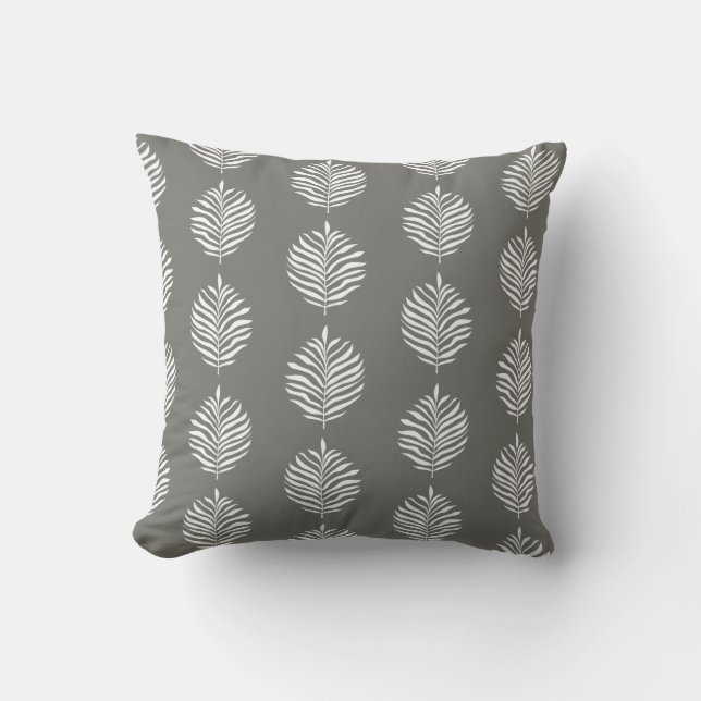 Coastal Palm Leaf Pattern Foghorn Throw Pillow (Front)