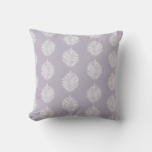 Coastal Palm Leaf Pattern Misty Lilac Throw Pillow