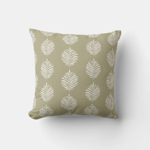 Coastal Palm Leaf Pattern Misty Olive Throw Pillow