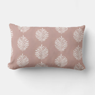 Coastal Palm Leaf Pattern Misty Rose  Lumbar Pillow