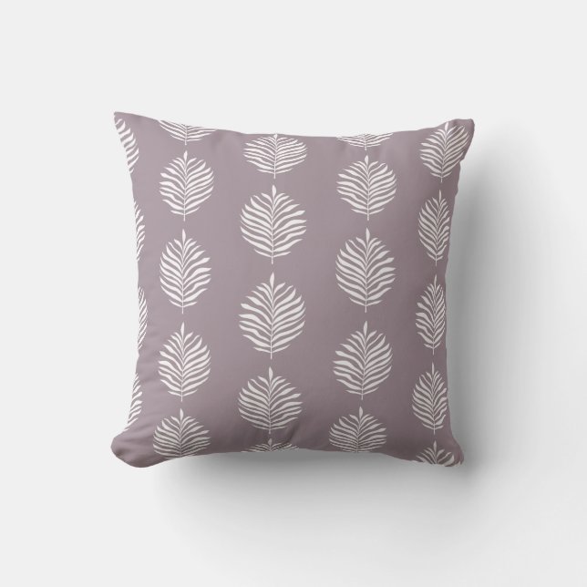 Coastal Palm Leaf Pattern Sea Fog Throw Pillow (Front)