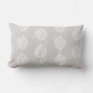 Coastal Palm Leaf Pattern White Sand Lumbar Pillow